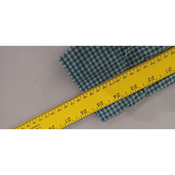 J.Crew Mens Slim Shirt Size L Green Blue Check Stretch Organic Cotton - Picture 6 of 9